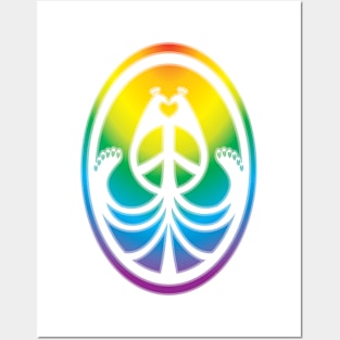 Peace, Love, and Peacocks (Rainbow w/White) Posters and Art